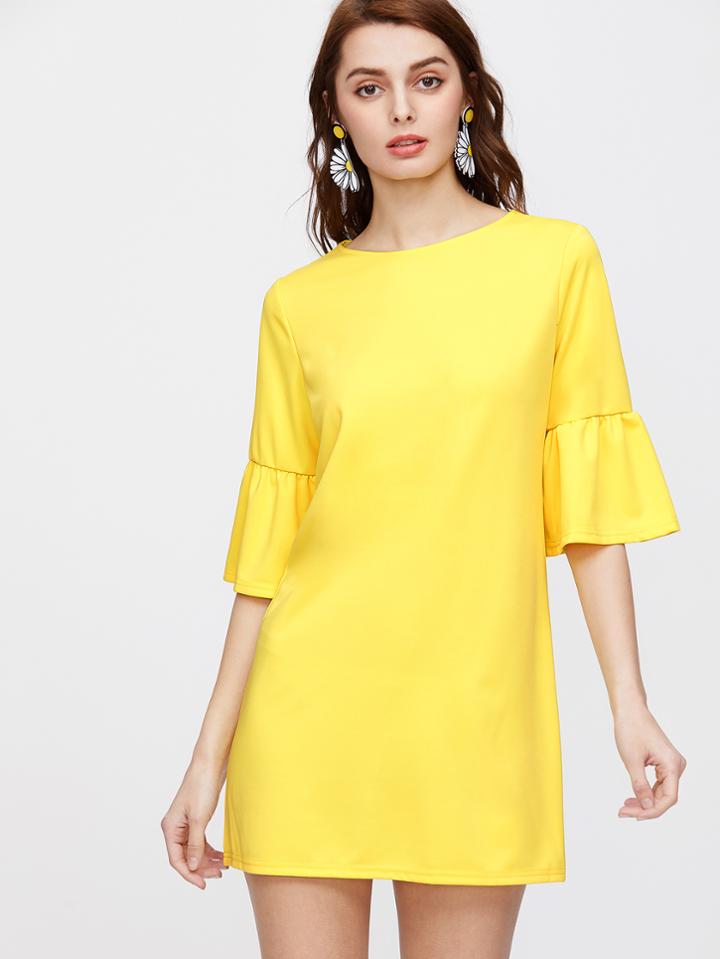 Shein Elbow Flared Sleeve Tunic Dress