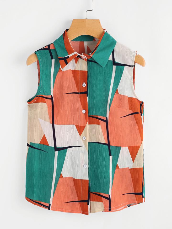 Shein Abstract Geo Print Shirt