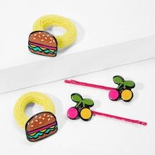 Shein Girls Food Decorated Hair Tie & Hair Clip 4pcs