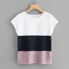 Shein Chest Pocket Color Block Tee