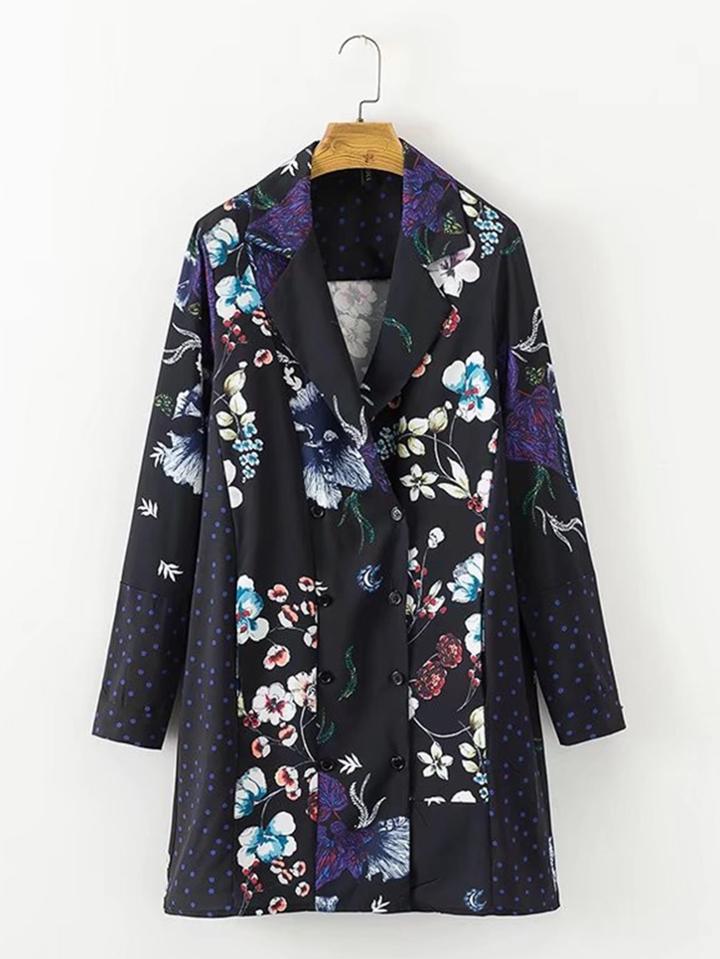 Shein Flower & Dot Print Blazer Dress