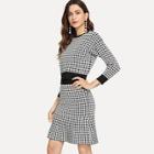 Shein Contrast Trim Gingham Top With Skirt