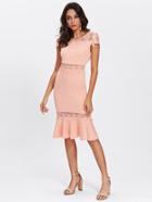Shein Guipure Lace Insert Flounce Hem Fitted Dress