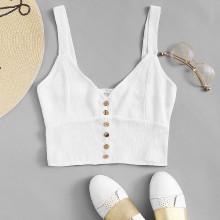 Shein Single Breasted Crop Top
