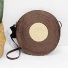 Shein Round Shaped Straw Bag With Pom Pom