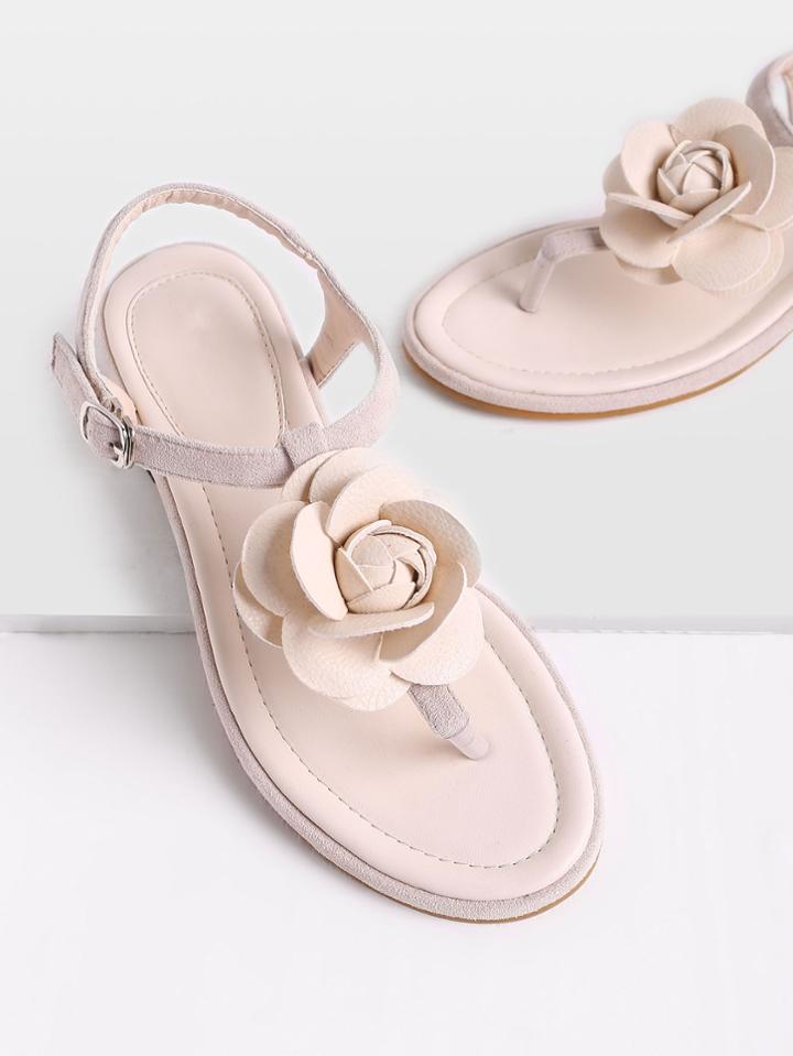 Shein Flower Detail Toe Post Sandals