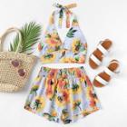 Shein Sunflower Halter Top & Wide Leg Shorts Set