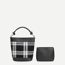 Shein Plaid Satchel Bag With Inner Pouch