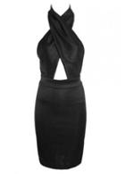Rosewe Chic Halter Design Cutout Pattern Woman Dress Black