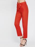 Shein Red Elegant Bow Decorated Pants