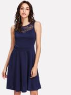 Shein Floral Lace Insert Skater Dress
