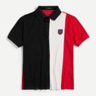 Shein Men Patched Detail Cut And Sew Polo Shirt
