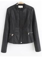 Rosewe Laconic Black Long Sleeve Zipper Closure Woman Jacket