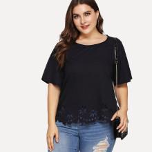 Shein Plus Scallop Laser Cut Tunic Top