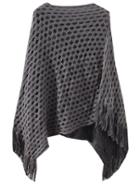 Shein Grey Diamond Patterned Tassel Cape Sweater