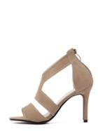 Shein Apricot Fauxe Suede Strappy High Heel Sandals