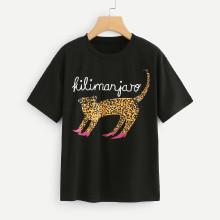 Shein Animal Print Short Sleeve T-shirt