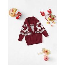 Shein Girls Christmas Print Cardigan