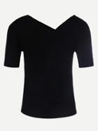Shein Black Asymmetric V-neck T-shirt