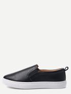 Shein Black Pu Slip On Plimsolls