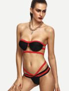 Shein Contrast Strappy Underwire Bandeau Monokini