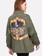 Shein Faux Pearl Beaded Cartoon Print Back Coat