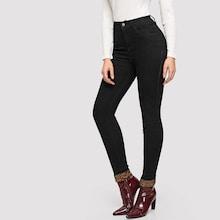 Shein Leopard Print Hem Skinny Jeans