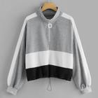 Shein Plus Colorblock Drawstring Sweatshirt