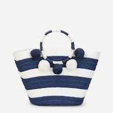 Shein O-ring Handle Pom Pom Detail Weave Bag