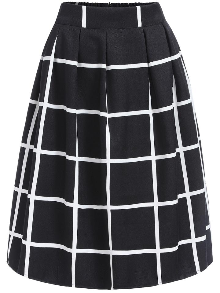Shein Elastic Waist Plaid Skirt