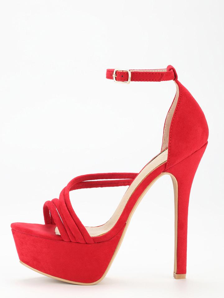 Shein Red Strap Platform High Heel Sandals
