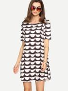 Shein Black White Print Short Sleeve Dress