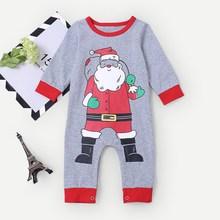 Shein Toddler Boys Christmas Santa Claus Print Romper