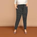 Shein Plus Tie Waist Striped Pants