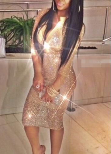 Rosewe V Neck Long Sleeve Sheath Dress