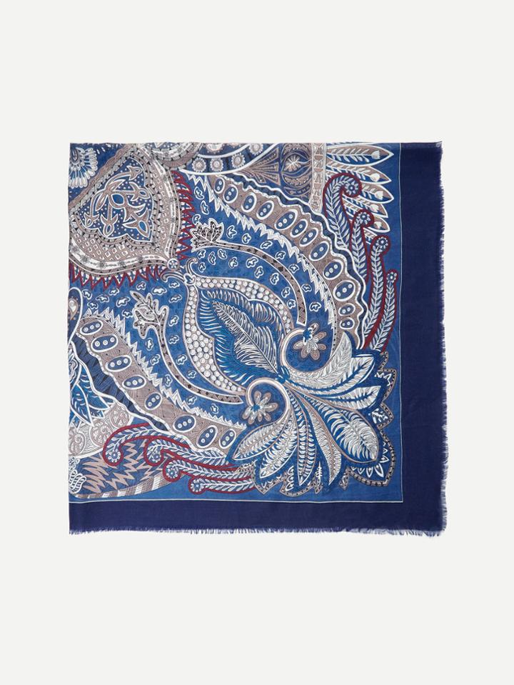 Shein Fringe Trim Floral Scarf