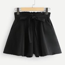 Shein Ruffle Waist Bow Tie Shorts