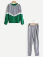 Shein Cut And Sew Panel Sweatshirt With Track Pants