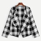 Shein Contrast Trim Plaid Tweed Coat