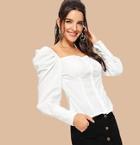 Shein Puff Sleeve Button Up Blouse