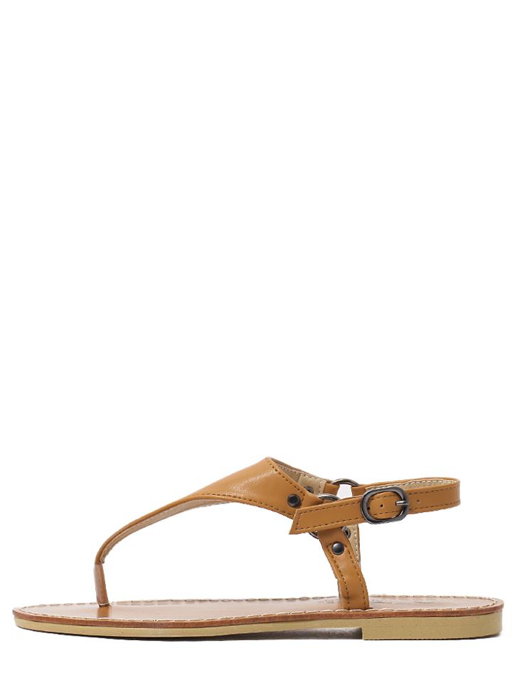 Shein Buckled Ankle Strap Brown Thong Sandals