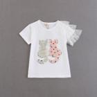 Shein Girls Cats Sequins Tee