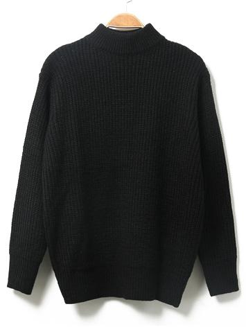 Shein Black Mock Neck Long Sleeve Loose Sweater