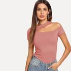 Shein Hollow Out Solid Tee