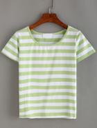 Shein Basic Striped T-shirt - Green