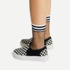 Shein Striped Trim Fishnet Ankle Socks