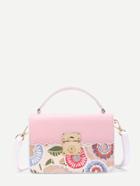 Shein Calico Print Pu Shoulder Bag With Handle