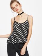 Shein Polka Dot Print Strappy V Back Cami Top