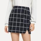 Shein Split Hem Grid Skirt