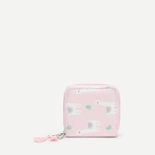 Shein Tassel Detail Alpaca Cartoon Print Pu Wallet
